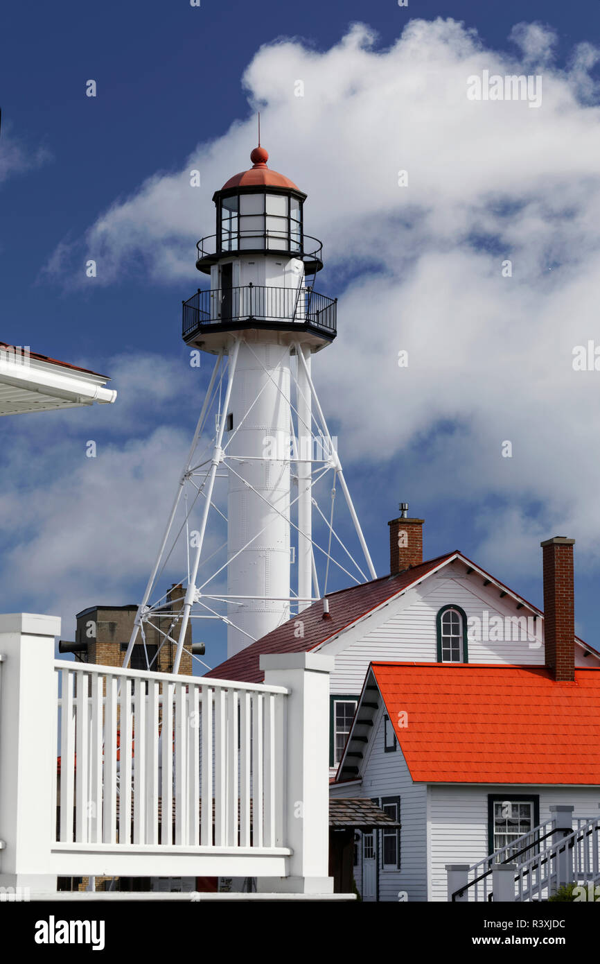 Whitefish Point Lighthouse, la più antica luce di funzionamento sul lago Superiore, Penisola Superiore, Michigan Foto Stock