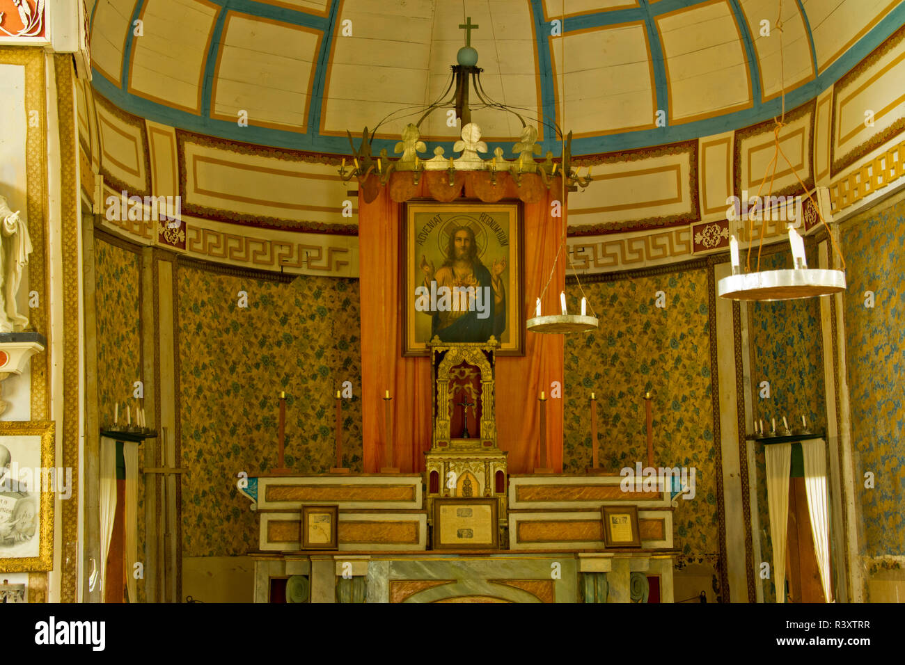 Interno, Chiesa del Sacro Cuore di Gesù, Coeur d'Alenes Vecchia Missione del Parco Statale Di Cataldo, Idaho, Stati Uniti d'America Foto Stock
