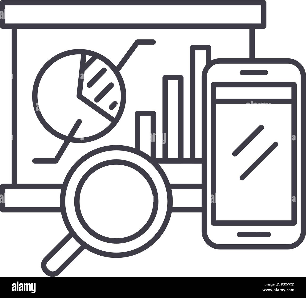 Balanced scorecard icona linea concept. Balanced scorecard vettore illustrazione lineare, simbolo segno Illustrazione Vettoriale