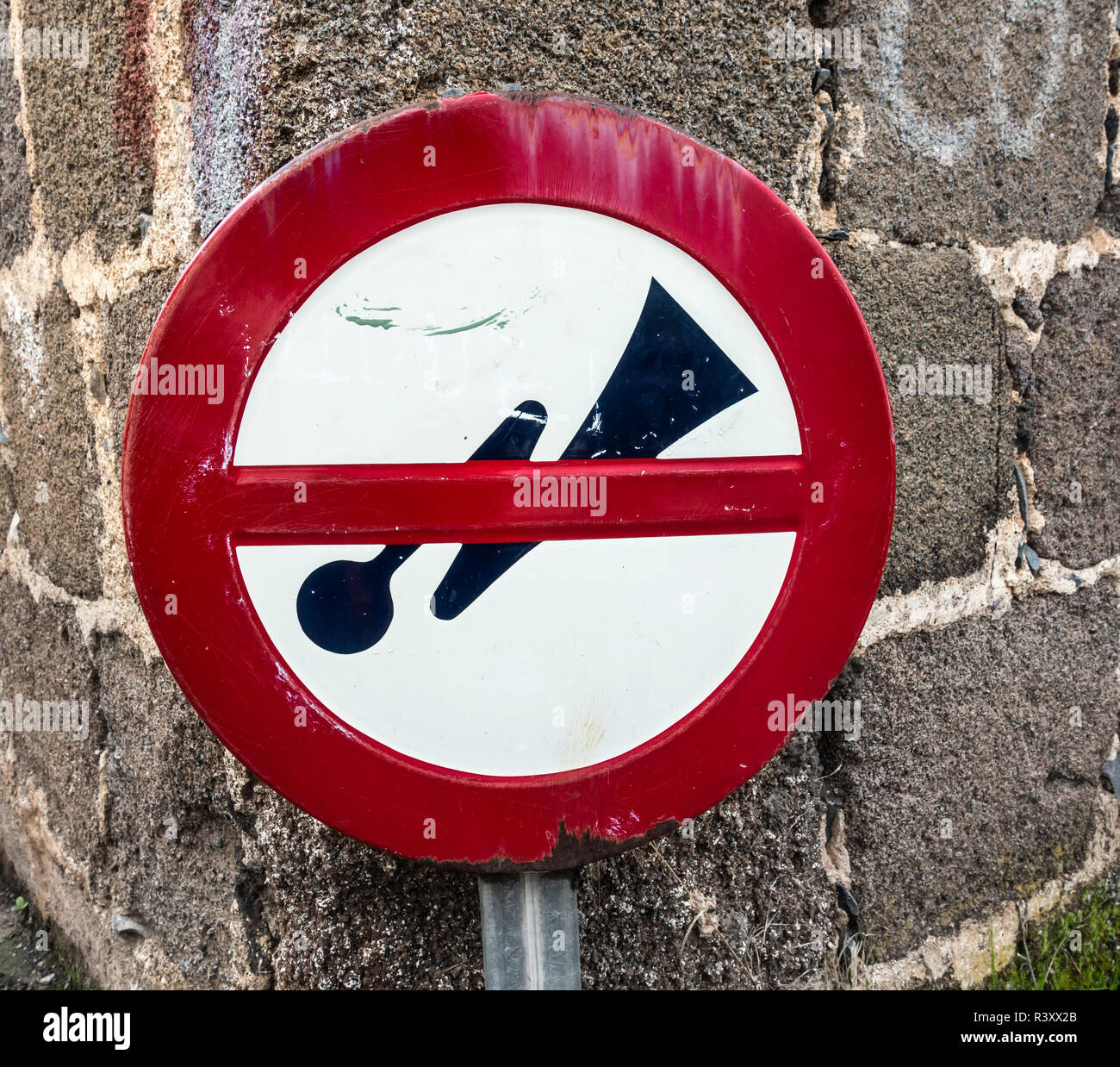 No corna/clacson street sign in Spagna Foto Stock