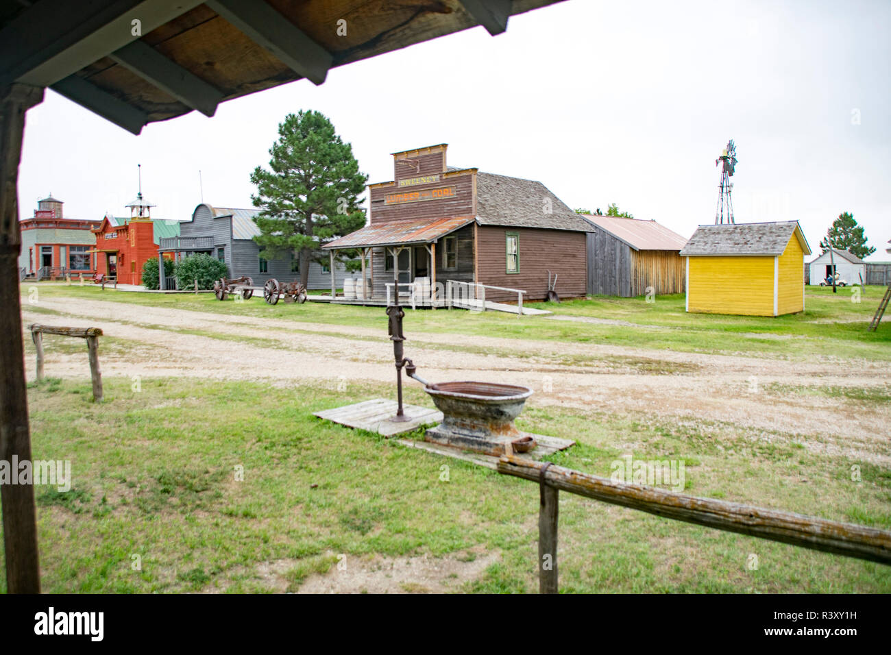 Una vista del 1880 Town, Sud Dakota, set cinematografico per Balla coi lupi. Foto Stock