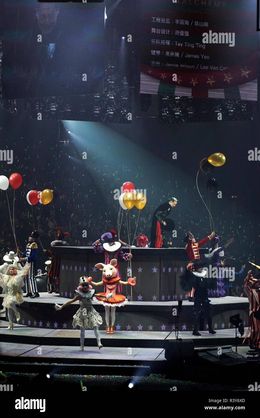 Londra, UK, 23 Novembre, 2018. Jacky Cheung concerto presso il SSE Arena di Wembley come parte di un Tour classico. Credito: Calvin Tan/Alamy Live News Foto Stock