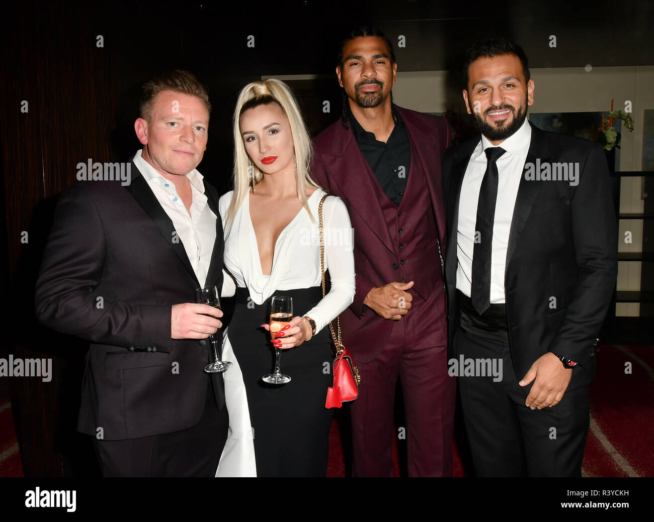 David Haye e Joe Fournier's assiste una cena per raccogliere fondi per i bambini, una carità che supporta i bambini disabili, i giovani e le loro famiglie a Riverbank Park Plaza il 24 novembre 2018, Londra, Regno Unito. Credito: Picture Capital/Alamy Live News Foto Stock