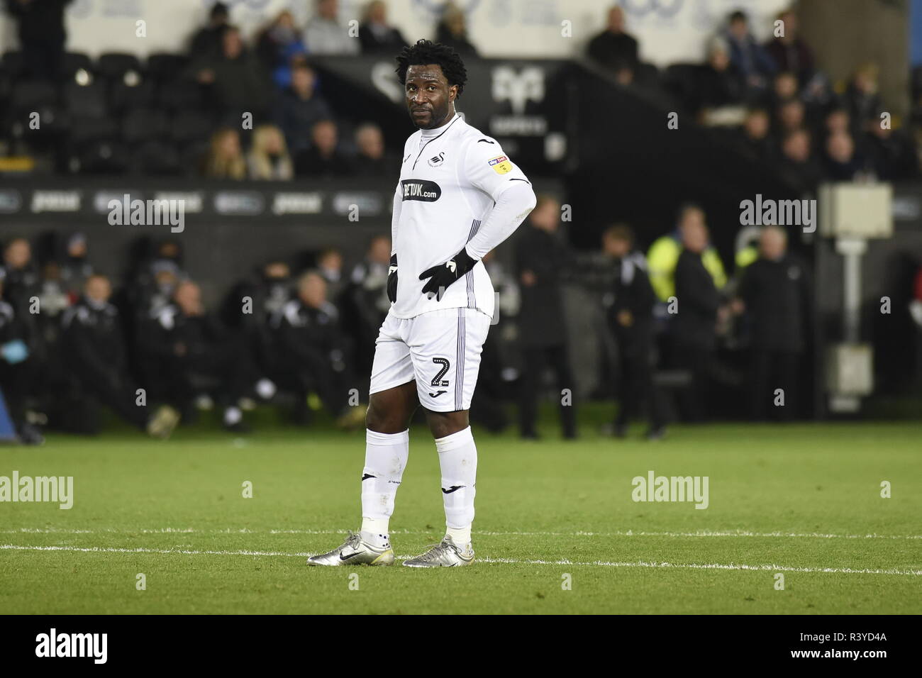 Swansea, Regno Unito. Il 24 novembre 2018. Wilfried ossuto di Swansea City guarda a. EFL Skybet partita in campionato, Swansea City v Norwich City al Liberty Stadium di Swansea, Galles del Sud sabato 24 novembre 2018. Questa immagine può essere utilizzata solo per scopi editoriali. Solo uso editoriale, è richiesta una licenza per uso commerciale. Nessun uso in scommesse, giochi o un singolo giocatore/club/league pubblicazioni. pic da Phil Rees/Andrew Orchard fotografia sportiva/Alamy Live news Foto Stock