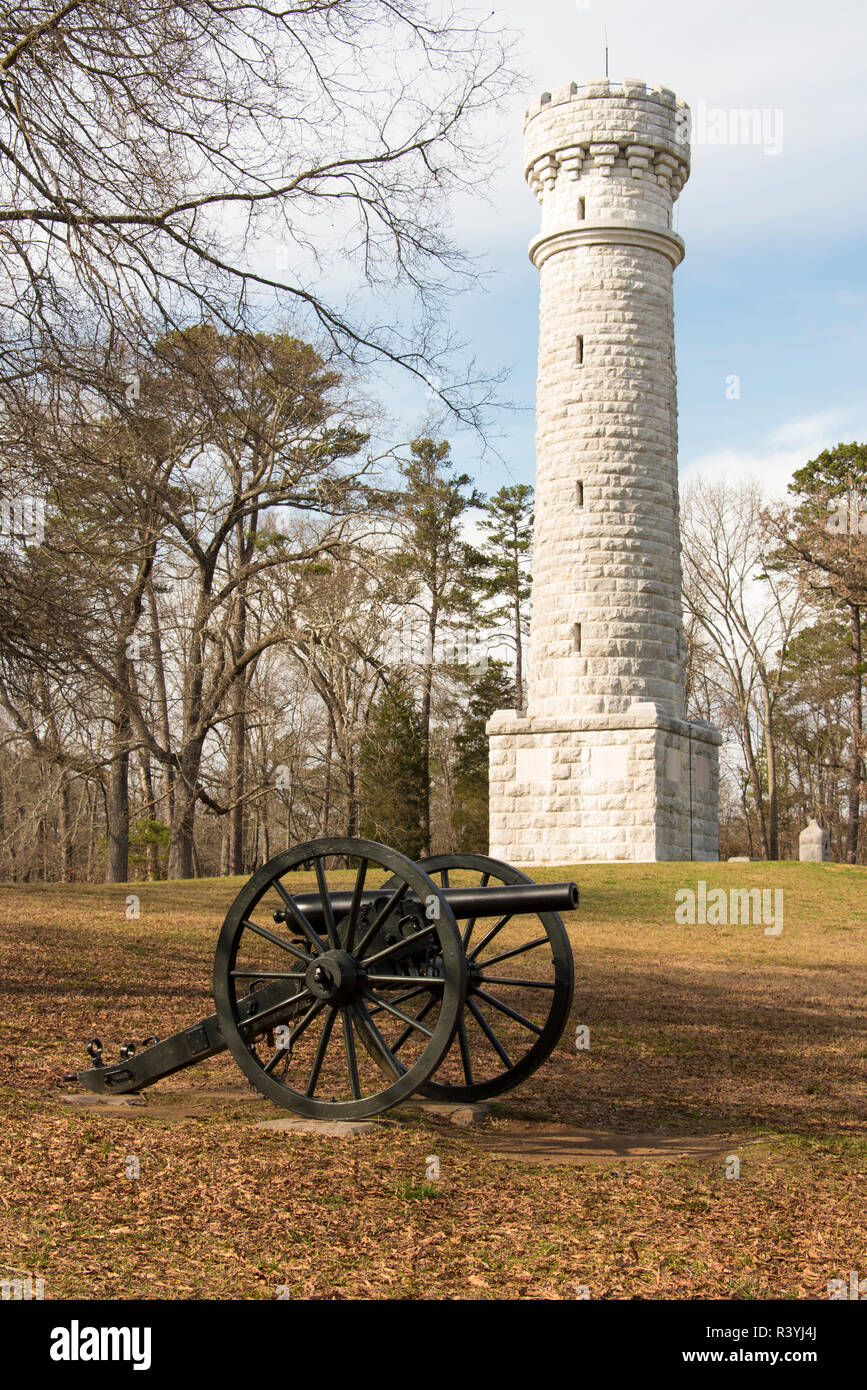 Stati Uniti d'America, Georgia, Fort Oglethorpe. Campo di Battaglia di Chickamauga National Military Park. Wilder brigata del monumento eretto 1903 Foto Stock