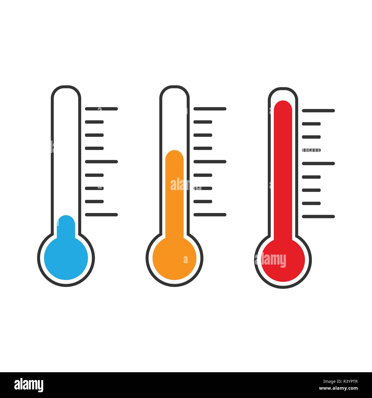 Icona di termometro, illustrazione vettoriale. Caldo freddo meteo normali Illustrazione Vettoriale
