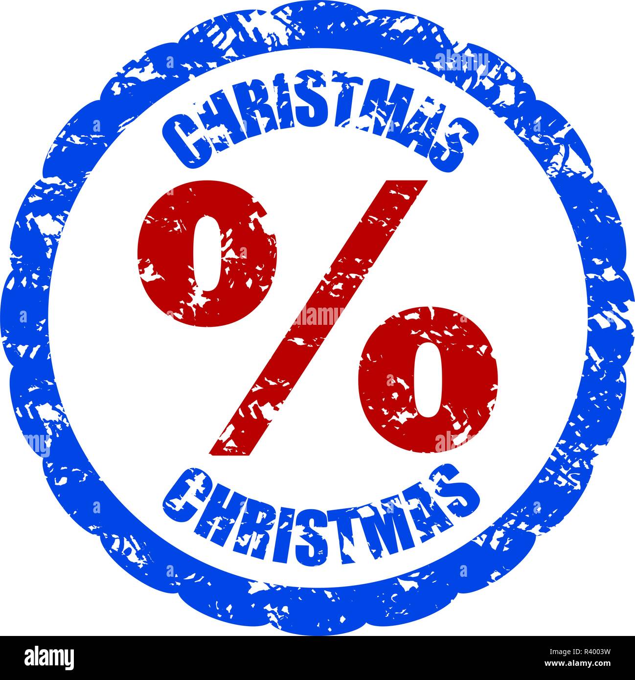 Sconto natalizio la percentuale di gomma timbro isolato. Vettore di pre-holiday impronta, sconto e sell-out illustrazione Illustrazione Vettoriale