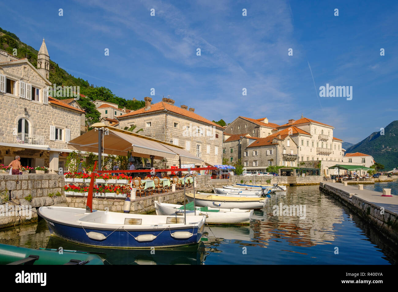 Porto, Perast e della Baia di Kotor, Montenegro Foto Stock