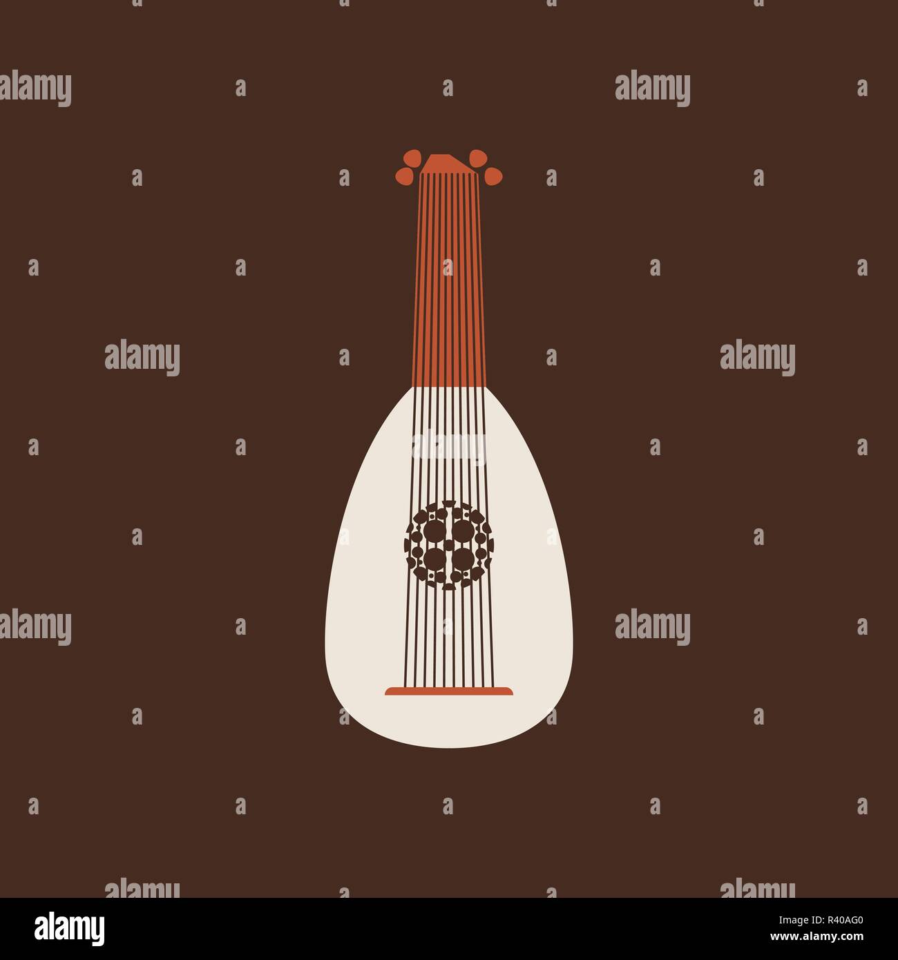 Liuto piatto icona vettore. Musica folk strumento Illustrazione Vettoriale