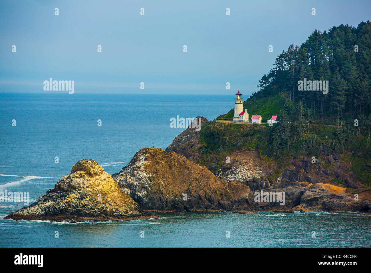 Firenze, Oregon. Heceta Head Lighthouse sul robusto Oregon Coast Foto Stock