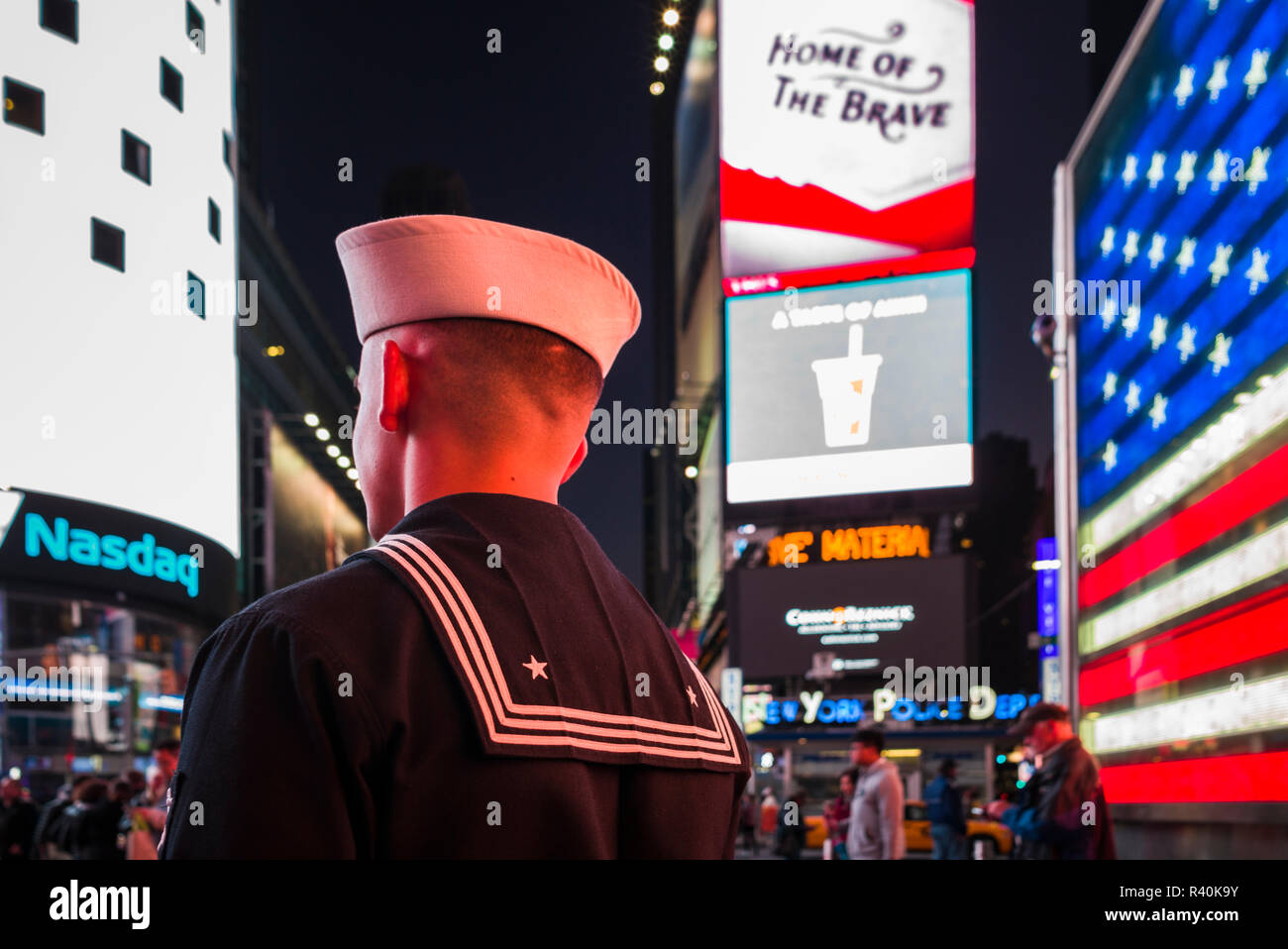 Stati Uniti d'America, la città di New York Midtown Manhattan, Times Square marinaio (MR) Foto Stock