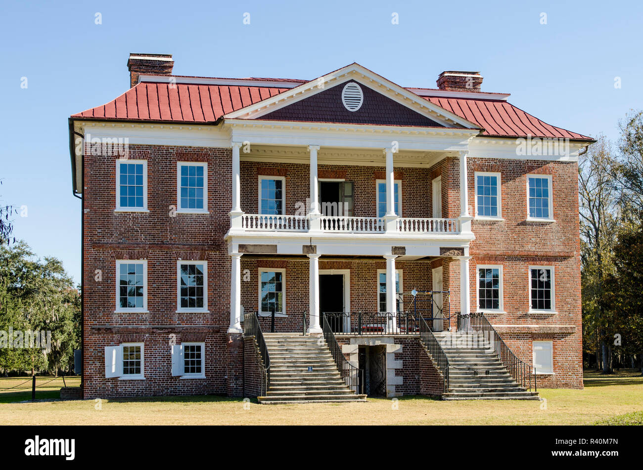 Drayton Hall del xviii secolo plantation house, Charleston, Carolina del Sud. Foto Stock