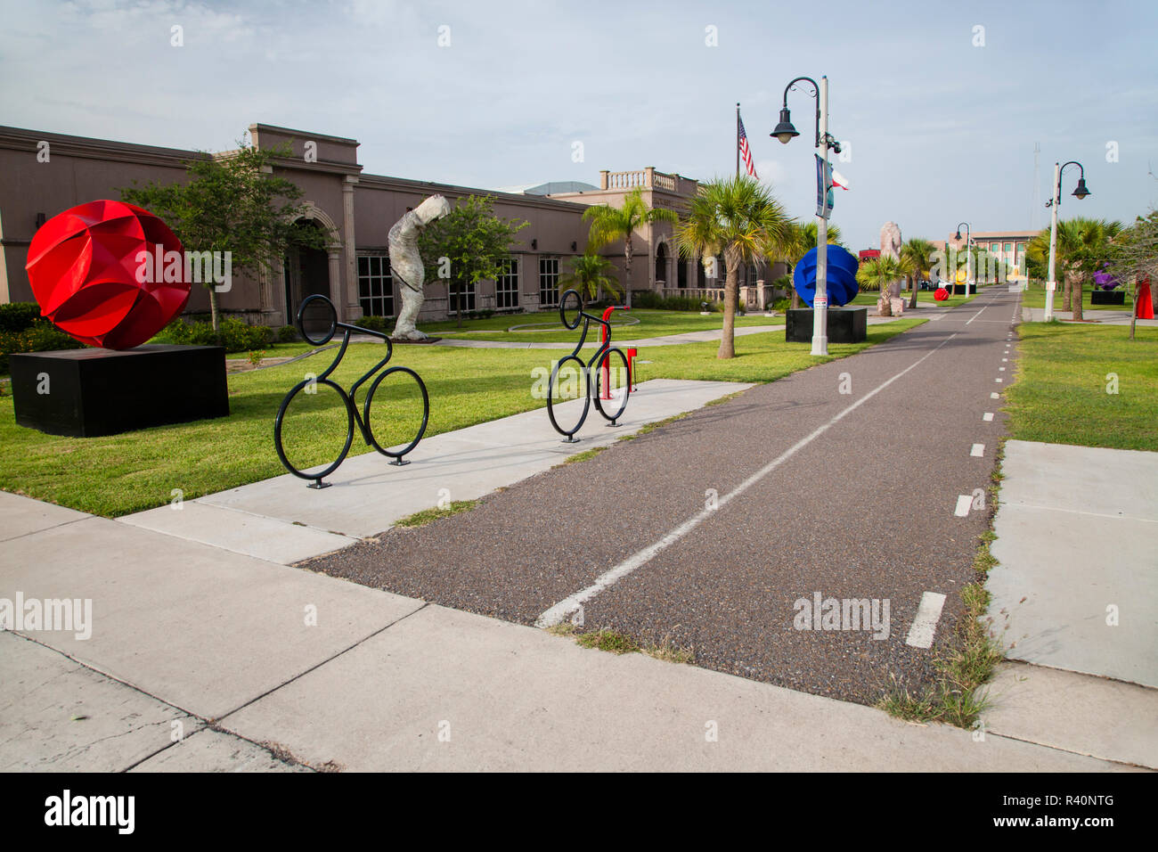 Escursionismo e mountain bike trail in Brownsville, Texas' parco lineare. Foto Stock