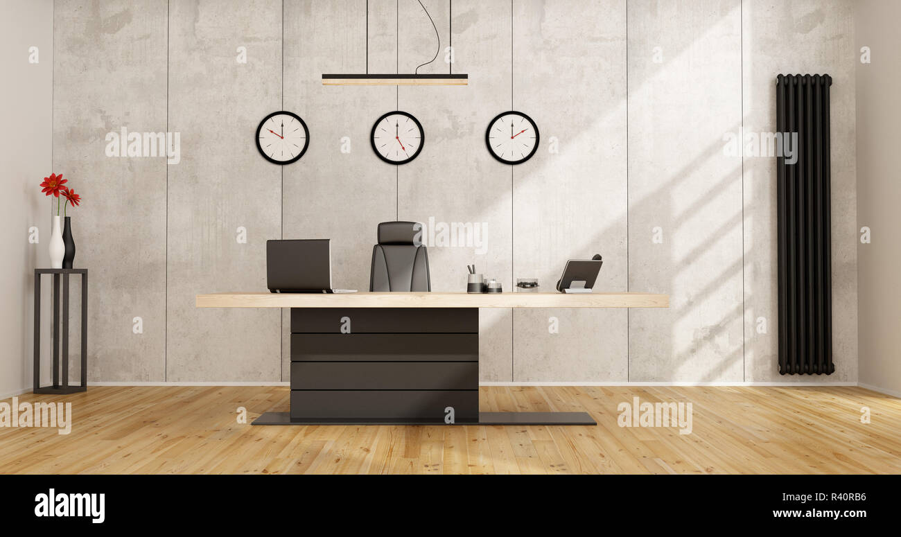 Ufficio minimalista con scrivania moderna Foto Stock