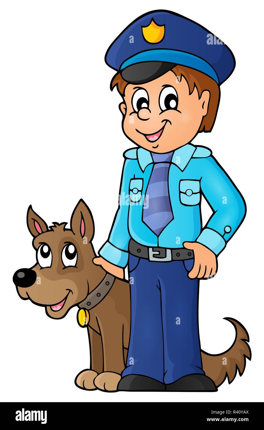 Poliziotto con il cane da guardia immagine 1 Foto Stock