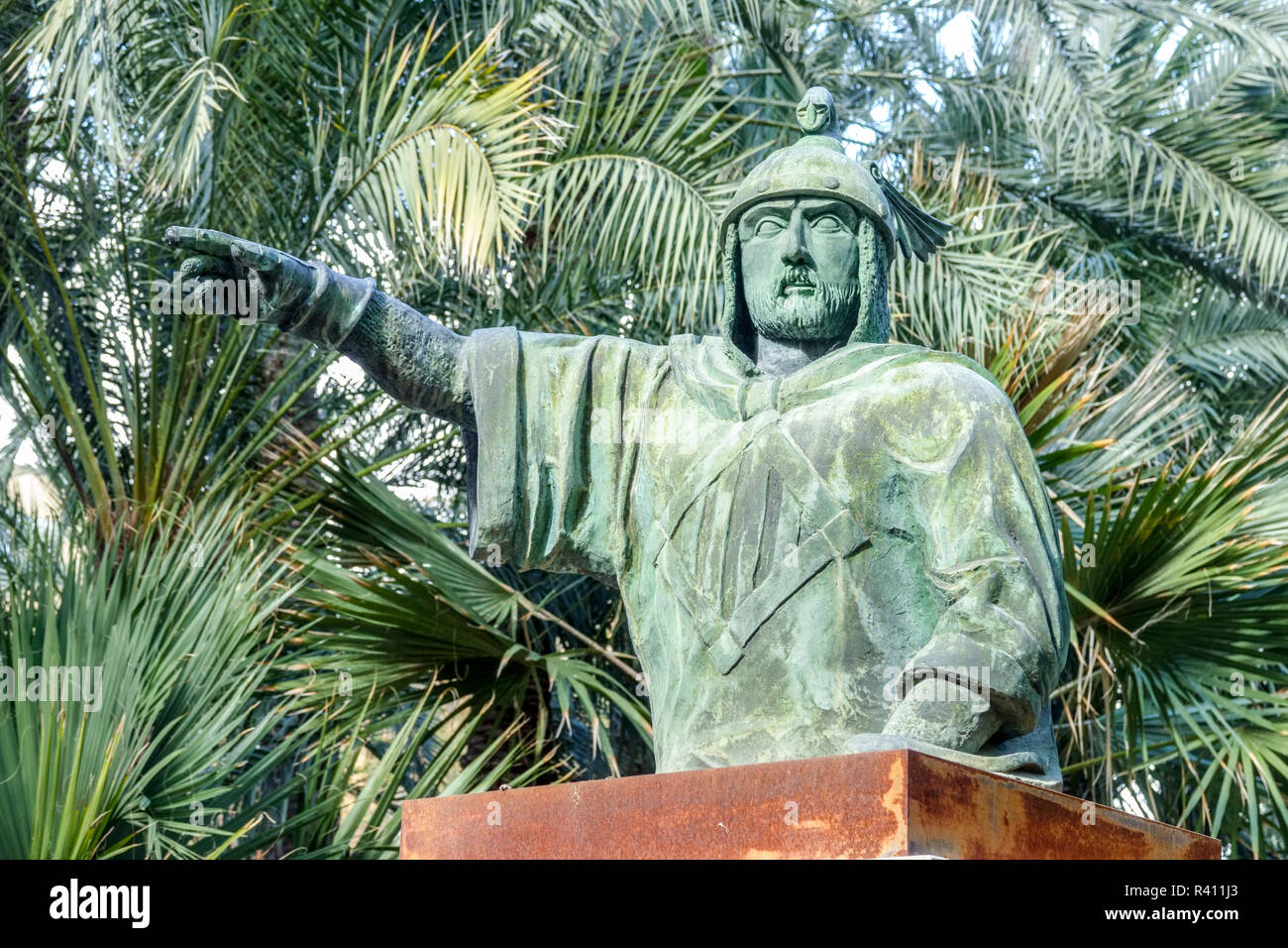 Valencia, Medioevo Spagna Elche, Jaume I. il Conquistatore, protettore del palmeto Valenzia regione giardino Huerto del cura, Foto Stock