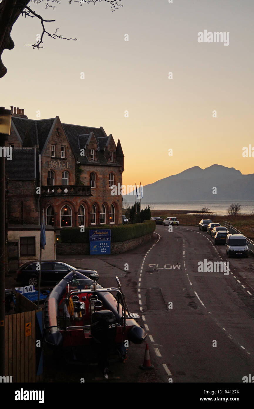 Hotel a Ballachulish, Scenic Hotel Ubicazione nelle Highlands Scozzesi. Foto scattata in Scozia Highlands durante l'Autunno Foto Stock