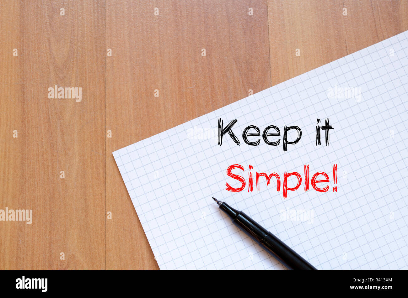 Keep it simple scrivere su notebook Foto Stock