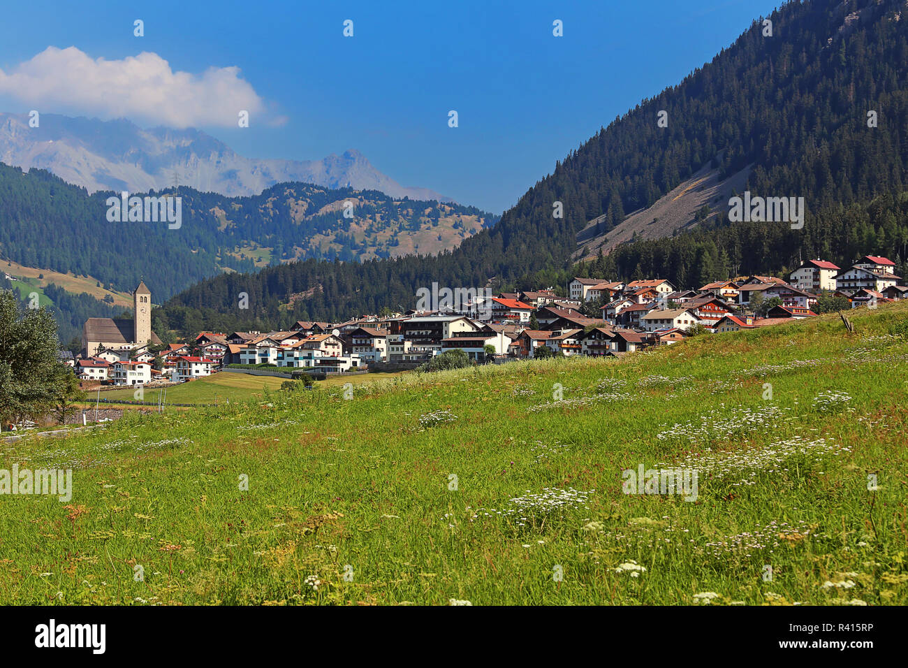 Resia sul passo Resia in Alta Val Venosta Foto Stock