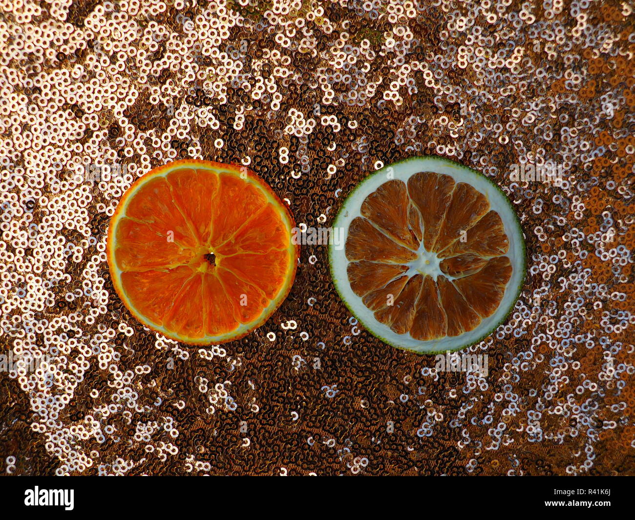 Arancione e fetta di limone Foto Stock