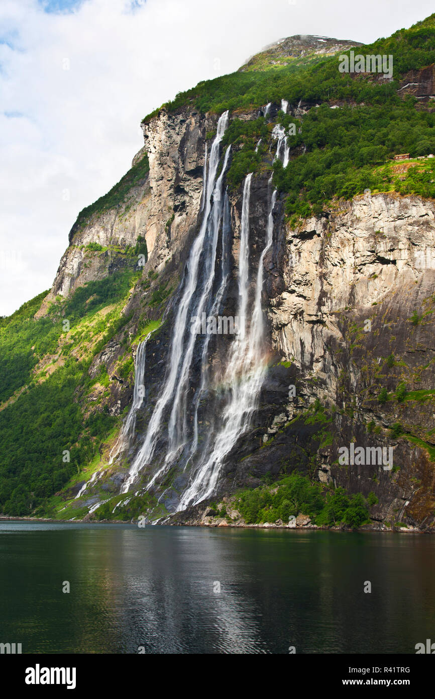 Fiordo di Gerainger, Norvegia, Sette sorelle cade, cascate, Foto Stock