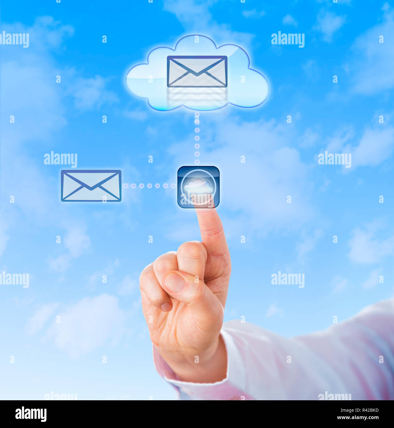 Mano la copia di un documento nel cloud Foto Stock