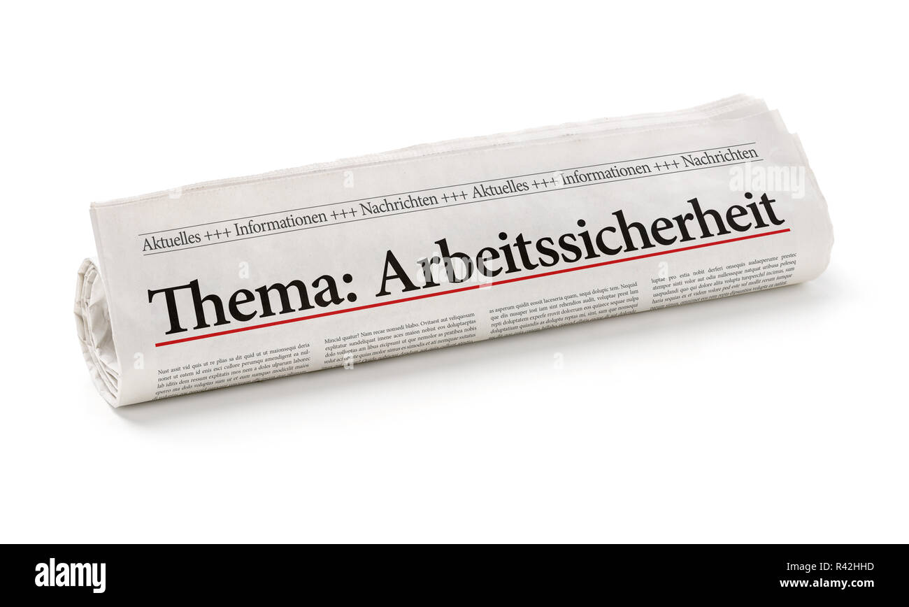 Rotolo di giornale con la voce della sicurezza del posto di lavoro Foto Stock