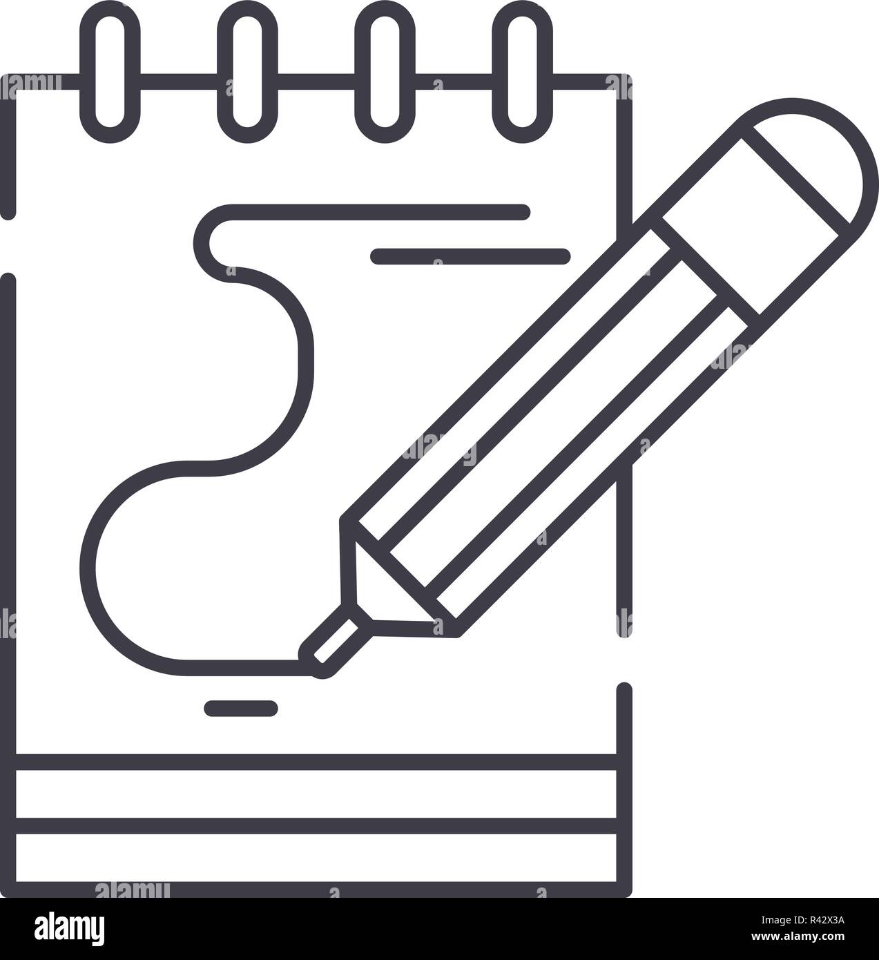 Note di agenda icona linea concept. Note di agenda vettore illustrazione lineare, simbolo segno Illustrazione Vettoriale