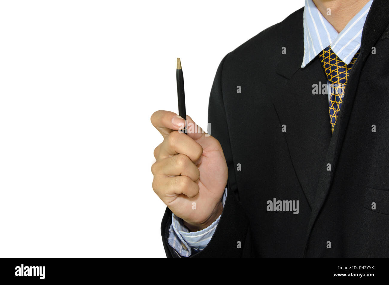 Uomo di affari e penna Foto Stock