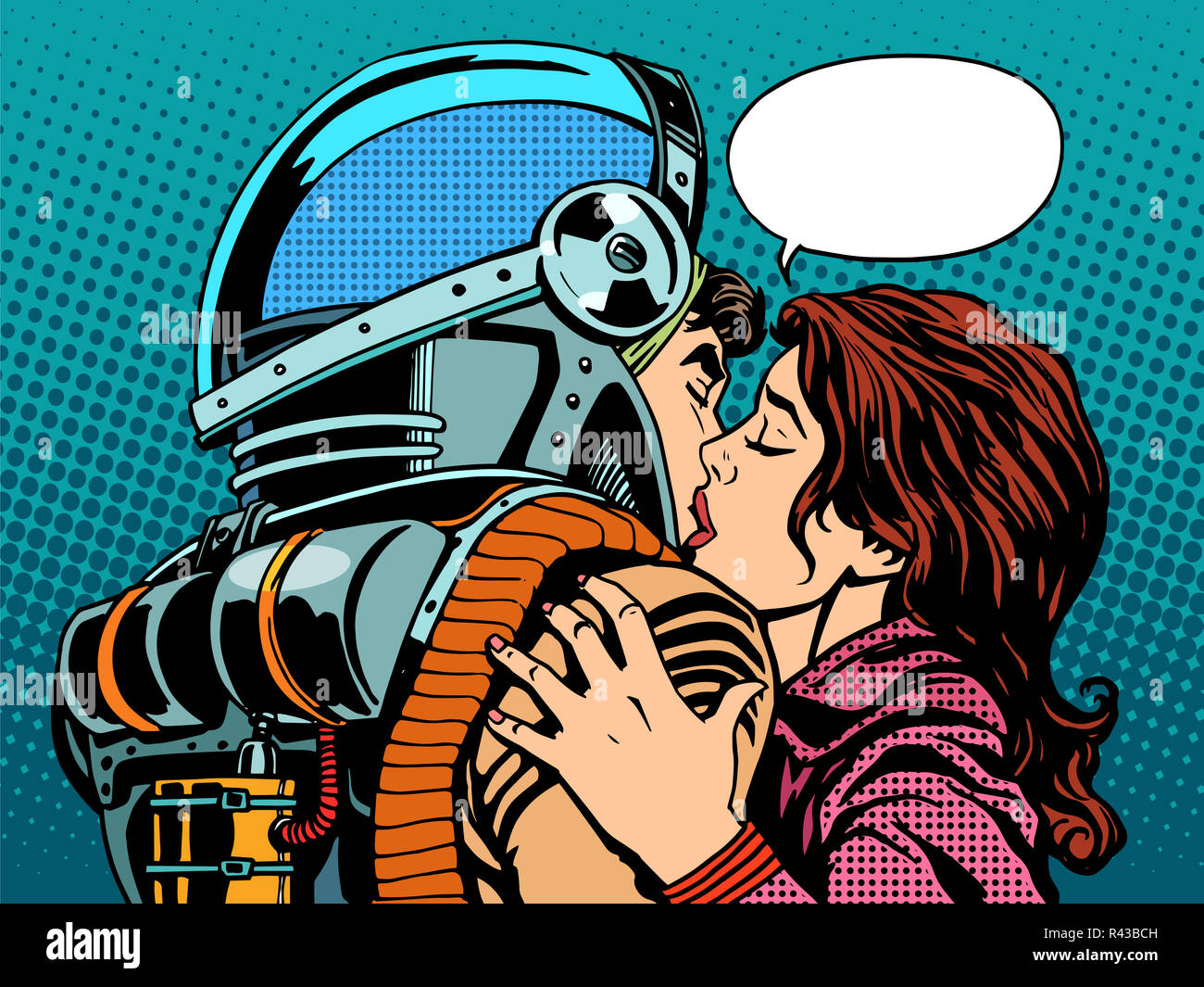 Star baciare la moglie di un astronauta Foto Stock