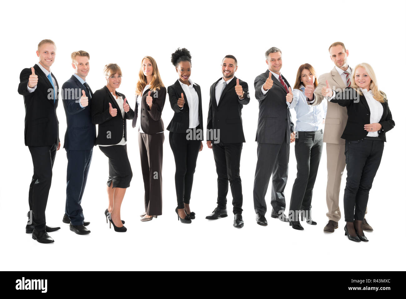 Ritratto del Team aziendale che mostra pollice in alto Foto Stock