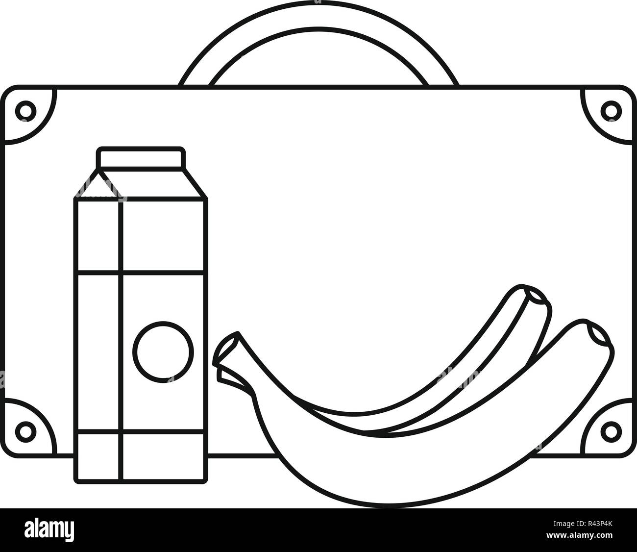 Latte banana pranzo icona. Schema Illustrativo del latte banana pranzo icona vettoriali per il web design isolato su sfondo bianco Illustrazione Vettoriale