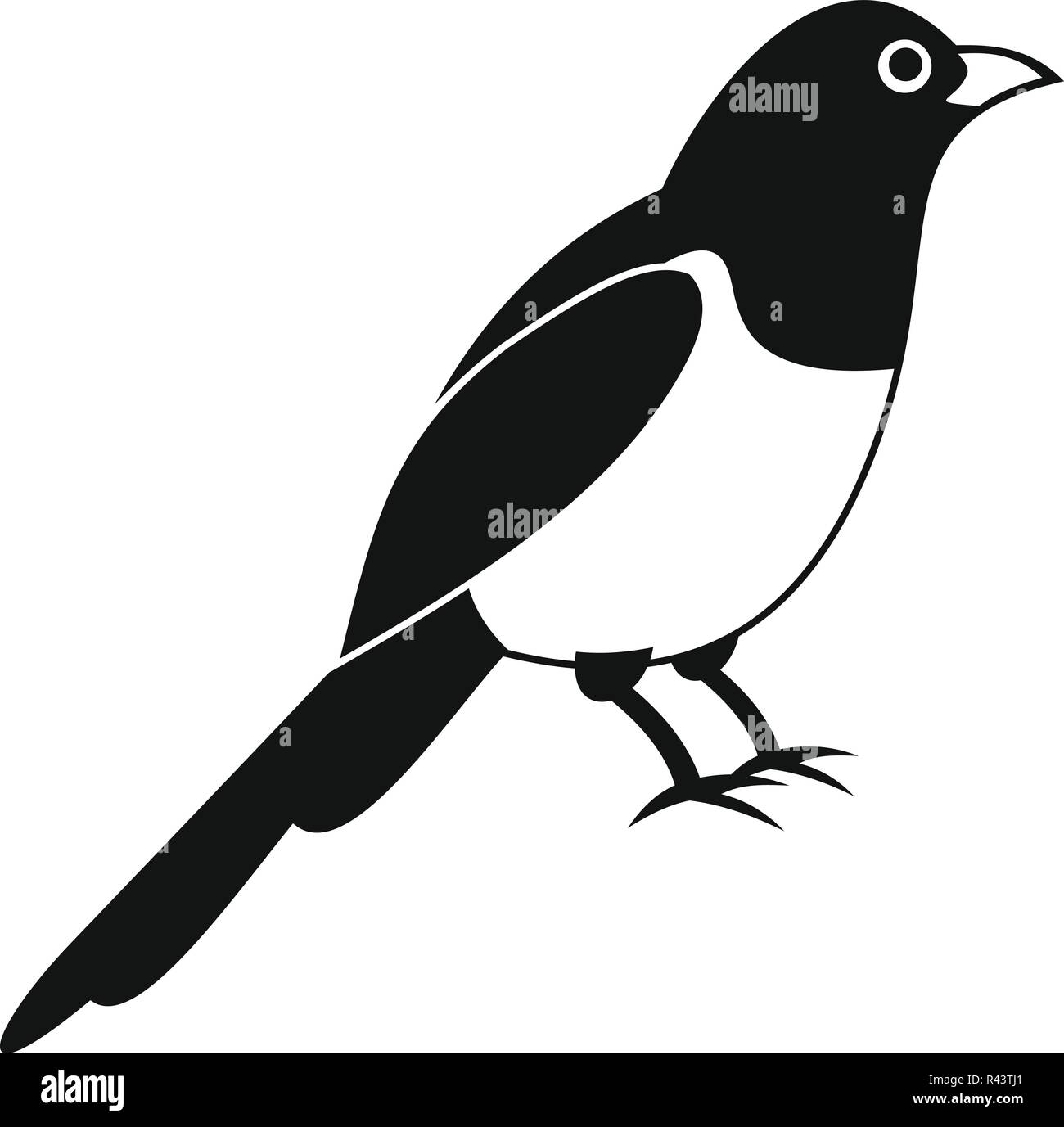 Gazza uccello icona. Illustrazione semplice della gazza uccello icona vettoriali per il web design isolato su sfondo bianco Illustrazione Vettoriale