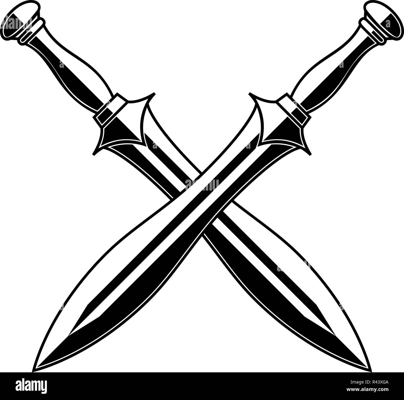 Incrociate le spade medievali su sfondo bianco. Elemento di design per il  logo, l'etichetta, emblema, segno, poster, t-shirt. Illustrazione  Vettoriale Immagine e Vettoriale - Alamy