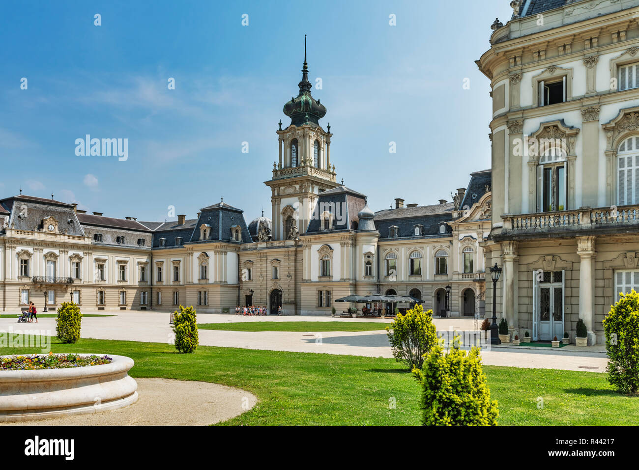 Il Festetics Palace è un palazzo in stile barocco che si trova nella città di Keszthely, Zala county, Ungheria, l'Europa. Foto Stock