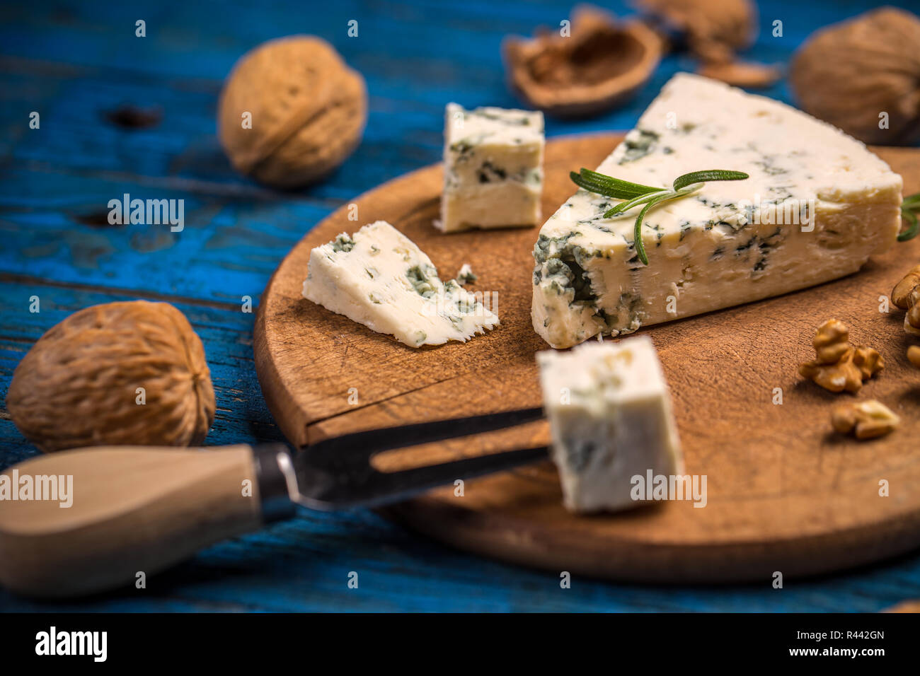 Un vassoio di formaggi Foto Stock