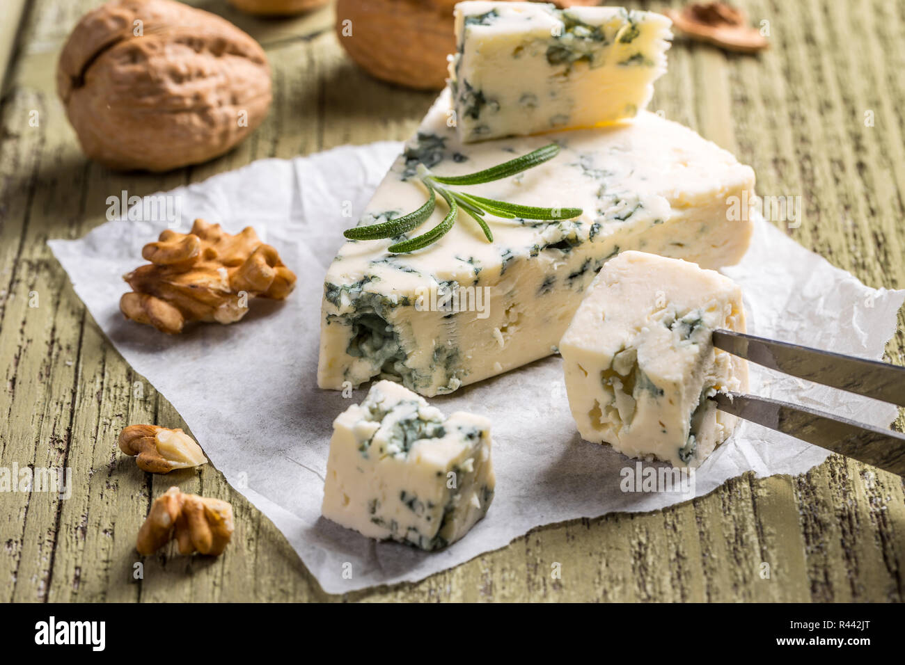 Formaggio con stampo Foto Stock