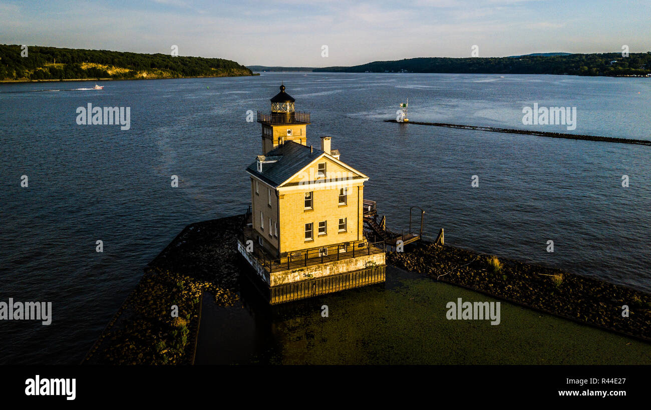 Rondout Lighthouse, il fiume Hudson, Kingston, NY, STATI UNITI D'AMERICA Foto Stock