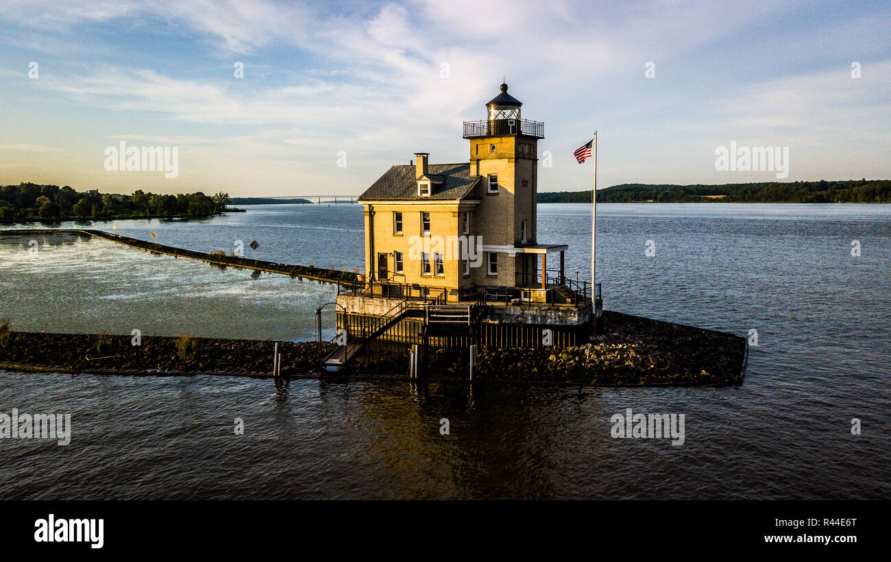 Rondout Lighthouse, il fiume Hudson, Kingston, NY, STATI UNITI D'AMERICA Foto Stock