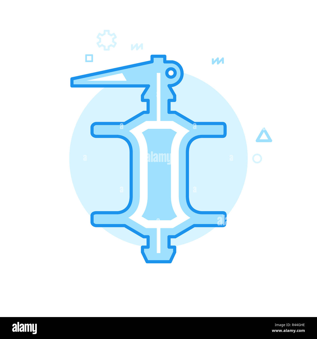 Bike mozzo posteriore icona piatta. Noleggio di parte di ricambio, simbolo pittogramma, segno. Luminoso appartamento stile. Blue Design monocromatico. Corsa modificabile. Regolare il peso della linea. De Foto Stock