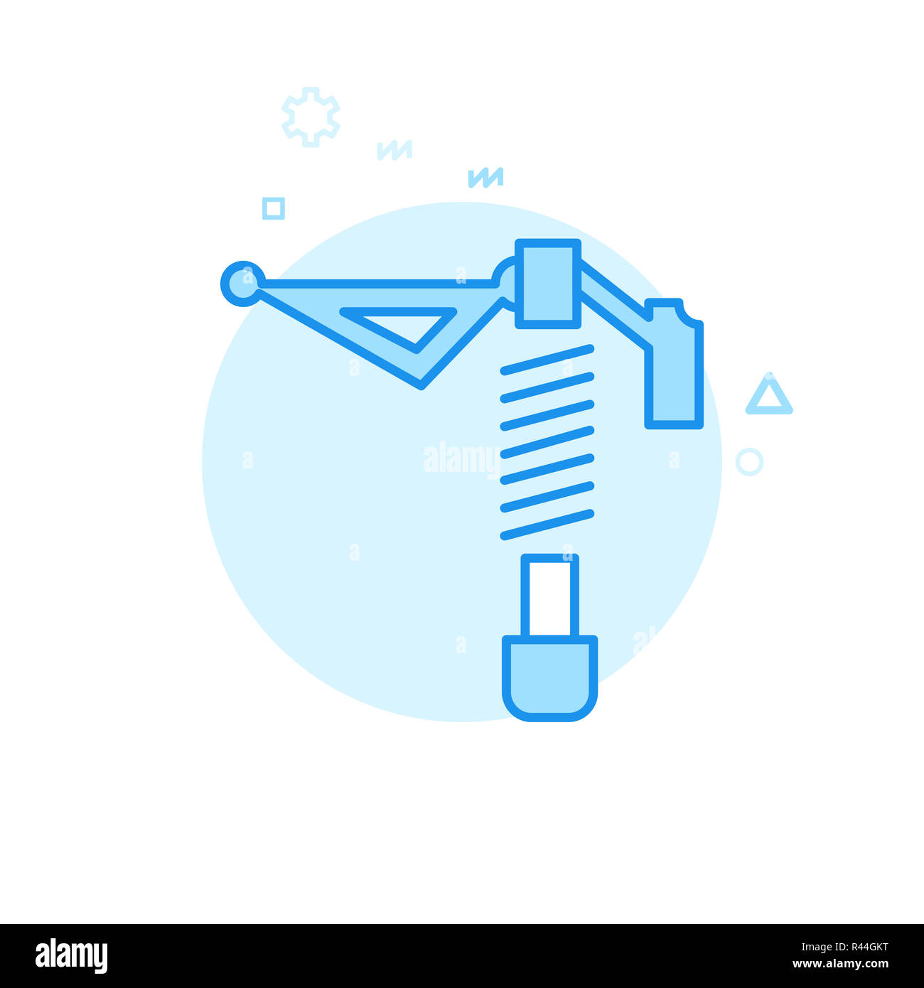 Bike Sospensione Posteriore Ammortizzatore Icona piatta. Noleggio di parte di ricambio, simbolo pittogramma, segno. In stile appartamento. Blue Design monocromatico. Corsa modificabile. Regolare Foto Stock