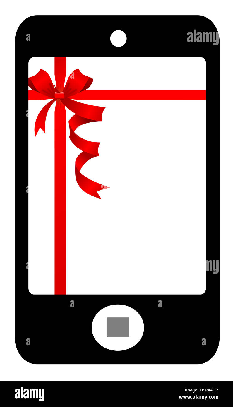 Smartphone con nastro rosso,vettore esentati Foto Stock