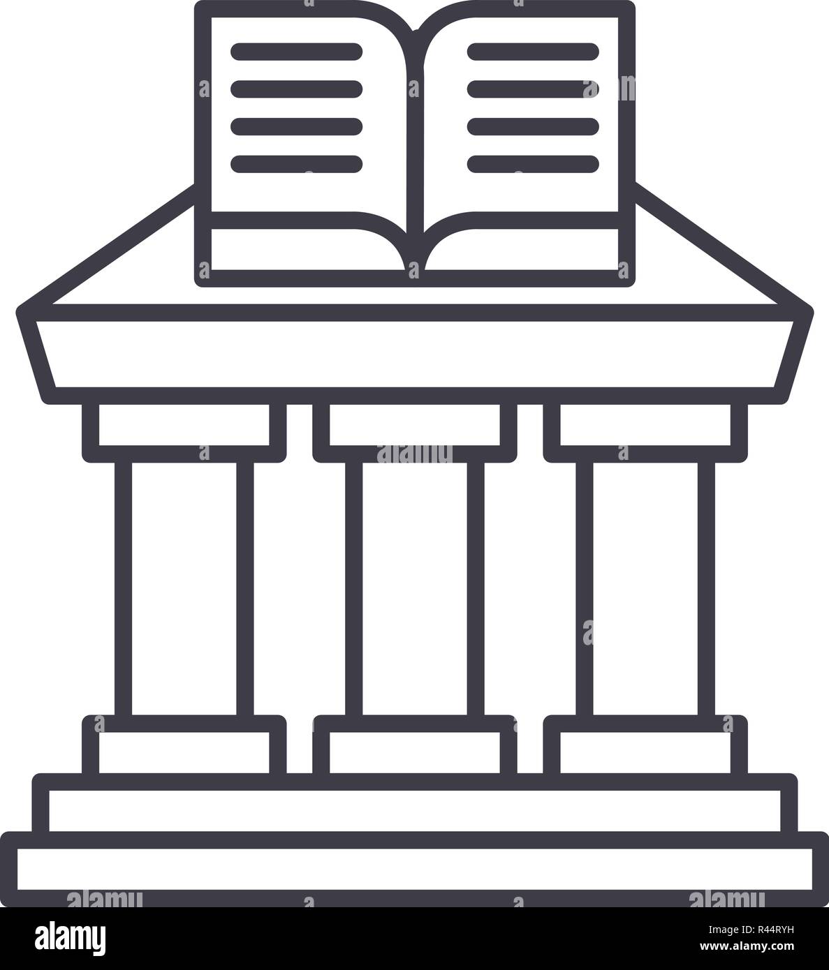 Ministero della pubblica istruzione icona linea concept. Ministero della pubblica istruzione vettore illustrazione lineare, simbolo segno Illustrazione Vettoriale
