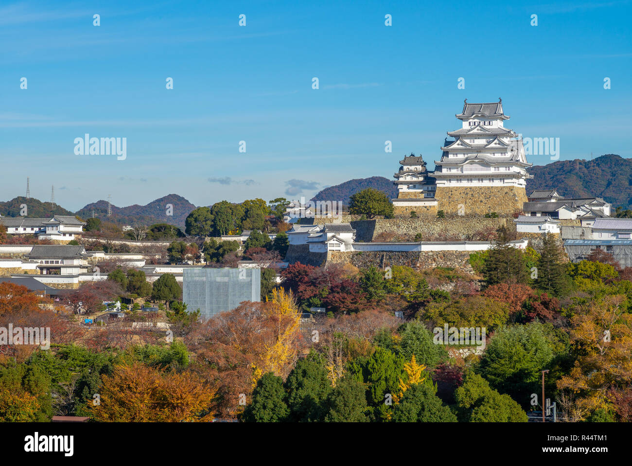 Veduta aerea del castello di Himeji a hyogo, Giappone Foto Stock