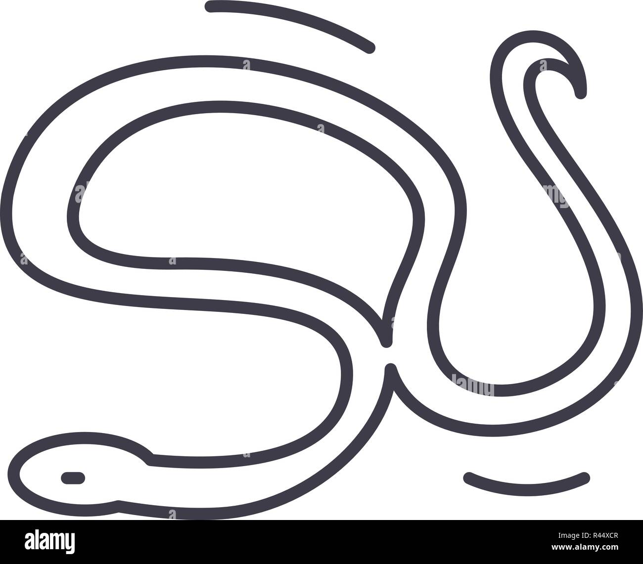 Snake Icona linea concept. Vettore di serpente illustrazione lineare, simbolo segno Illustrazione Vettoriale