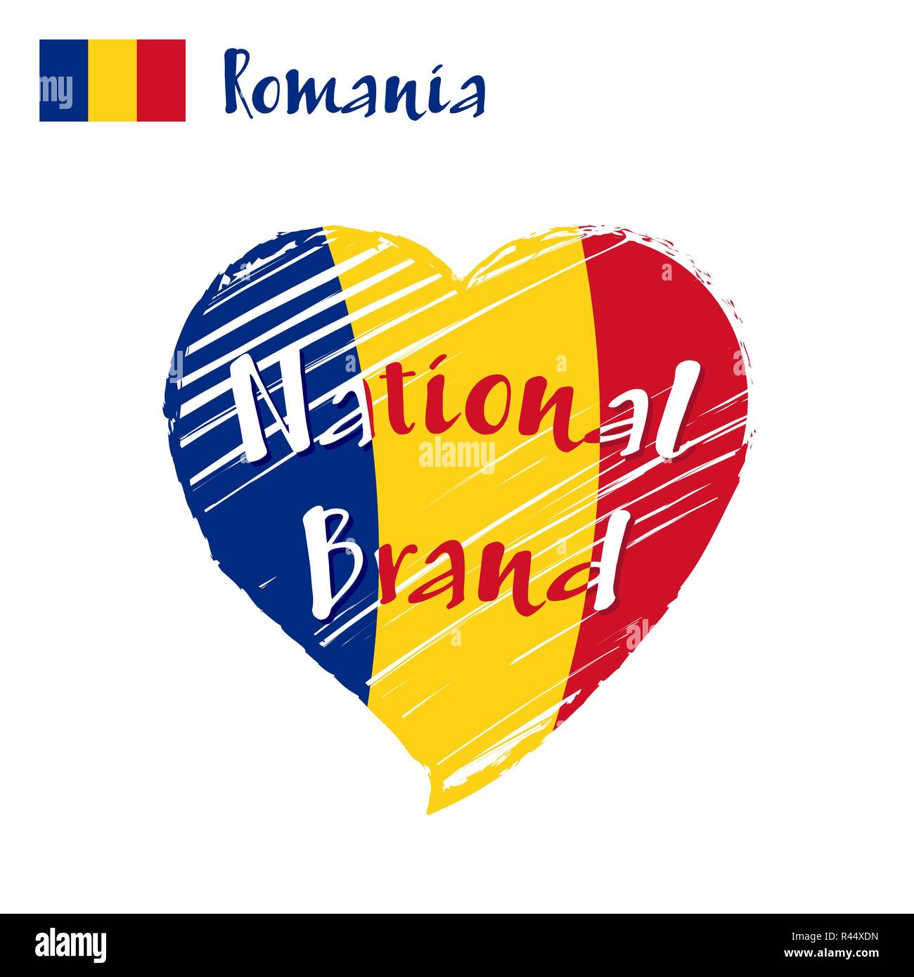 Vettore cuore di bandiera della Romania, marchio nazionale. Illustrazione Vettoriale