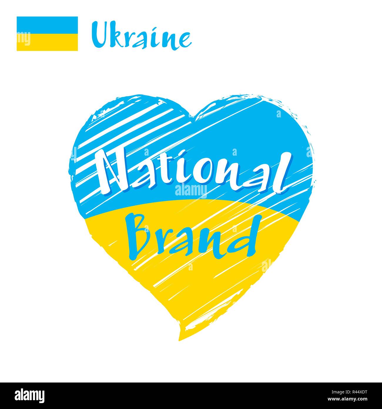 Bandiera del vettore cuore di Ucraina, marchio nazionale. Illustrazione Vettoriale