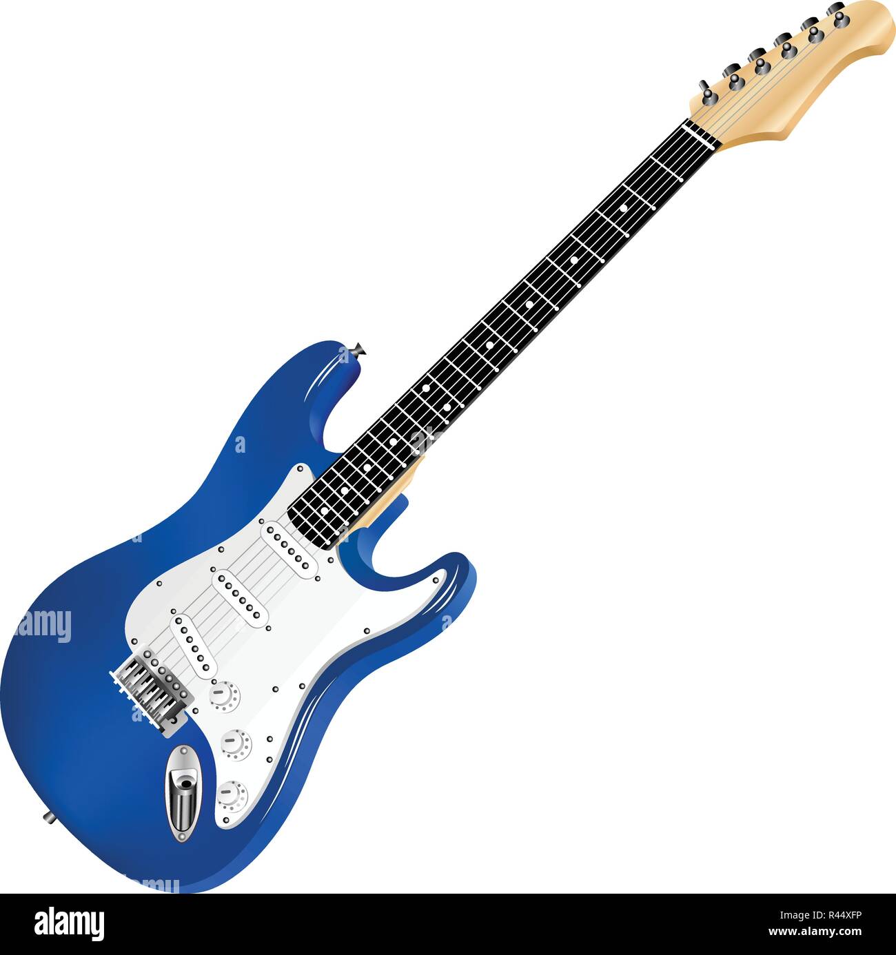 Blue chitarra elettrica, classic. Illustrazione Vettoriale