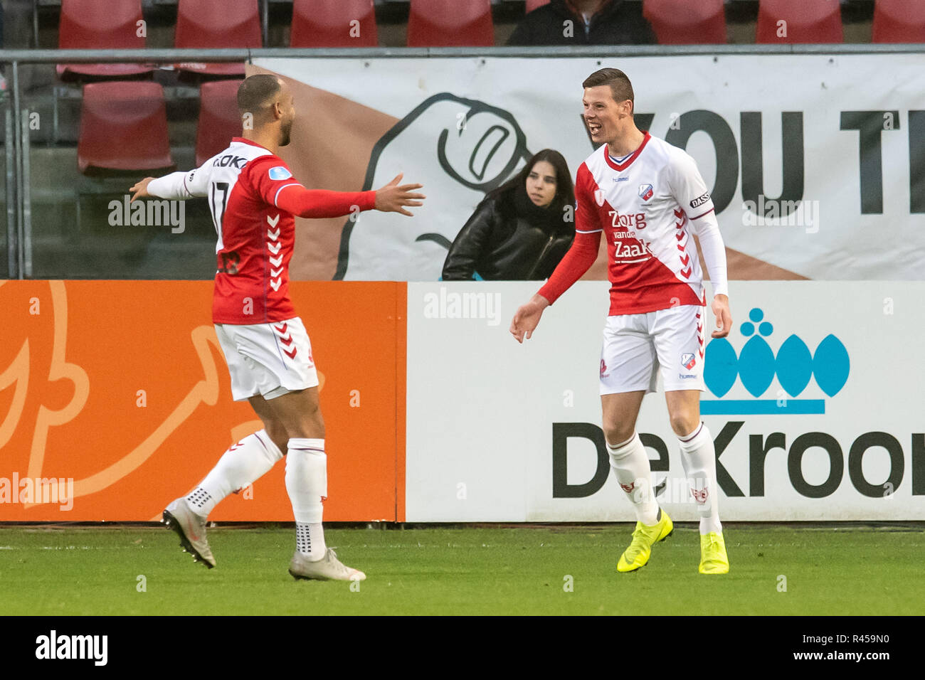 UTRECHT, Stadion Galgenwaard, 25-11-2018, calcio, Eredivisie Olandese,  Stagione 2018 / 2019. 4-0 da FC Utrecht player Nick Venema durante il match  Utrecht - Graafschap. Credito: Pro scatti/Alamy Live News Foto stock - Alamy