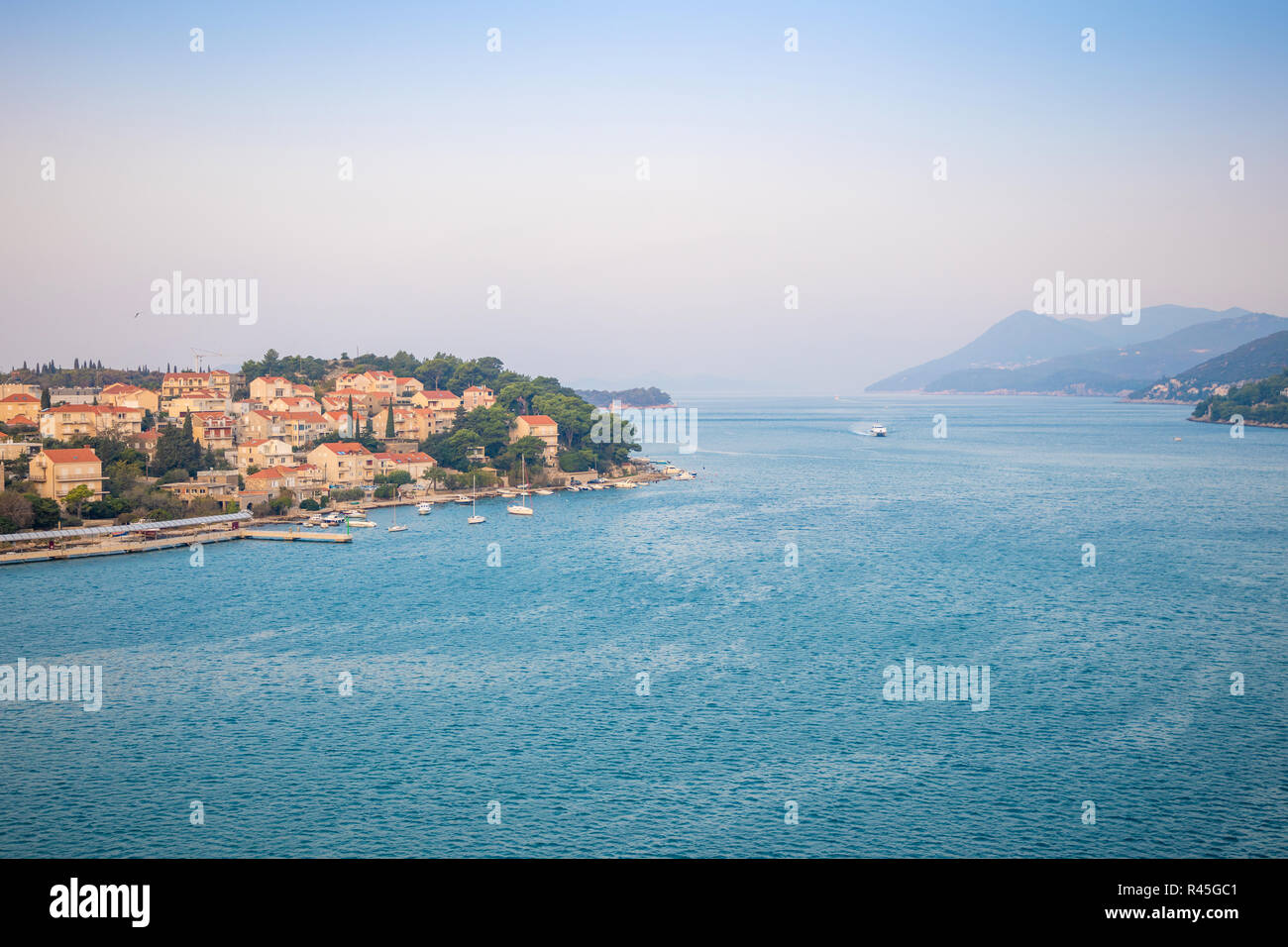 Vista della parte nuova della città di Dubrovnik, Croazia Foto Stock